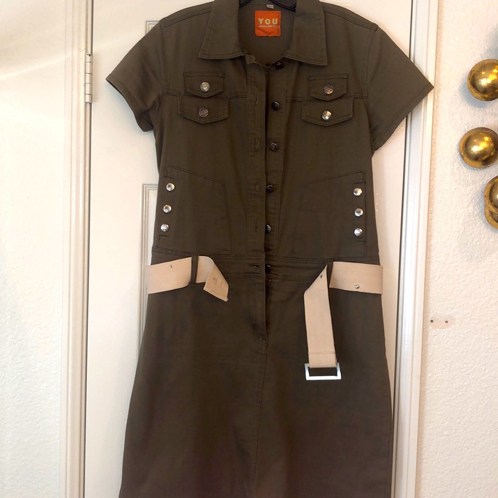 Khaki Denim Dress Size XL with Belt